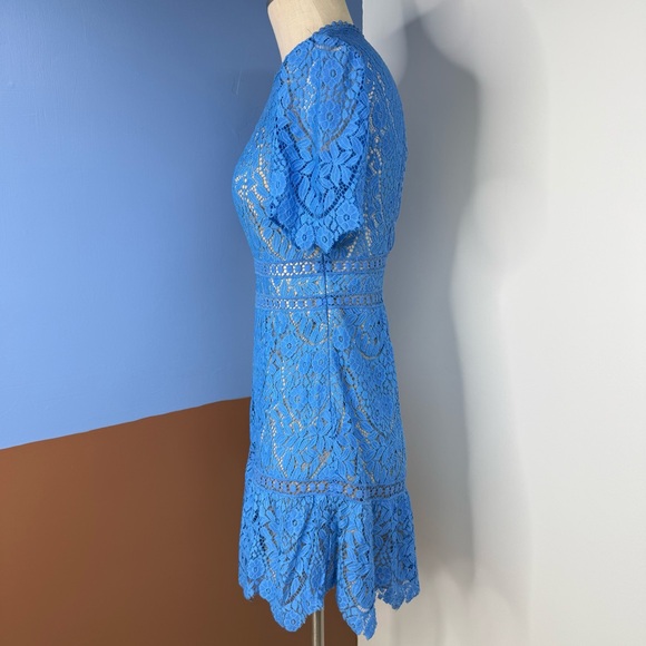 Saylor Darian Dress Lace Mini Light Blue Size Medium - mordernwear.com